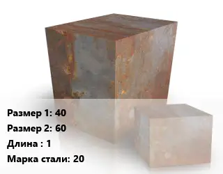 Поковка квадратная 40х60 L=1 Сталь: 20